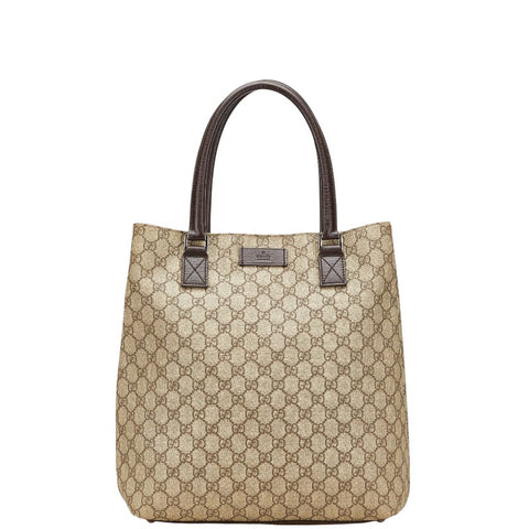 グッチ GGスプリーム トートバッグ 131220 ブラウン PVC レザー レディース GUCCI 【中古】