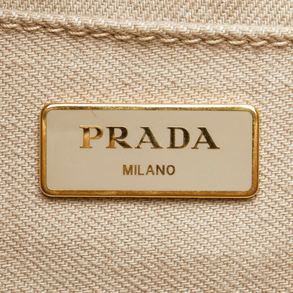プラダ 三角ロゴプレート カナパM ハンドバッグ B1877B ベージュ キャンバス レディース PRADA 【中古】