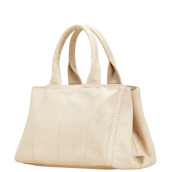 プラダ 三角ロゴプレート カナパM ハンドバッグ B1877B ベージュ キャンバス レディース PRADA 【中古】