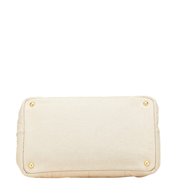 プラダ 三角ロゴプレート カナパM ハンドバッグ B1877B ベージュ キャンバス レディース PRADA 【中古】