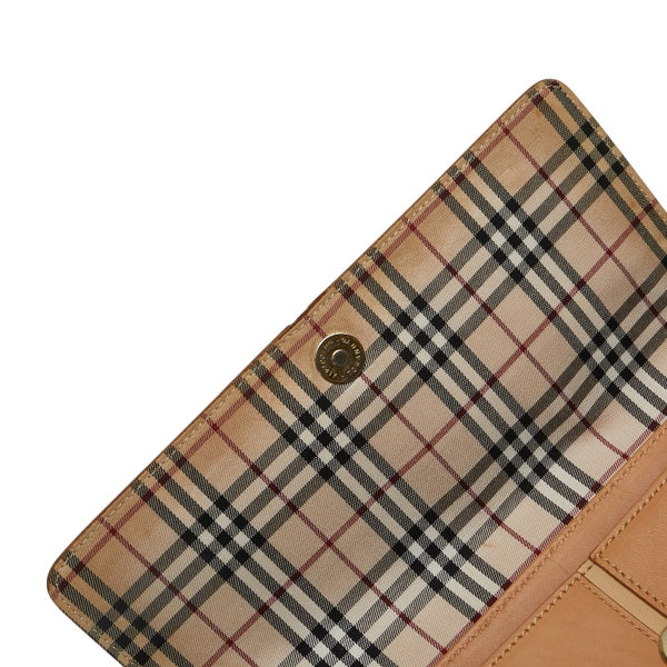 バーバリー ノバチェック ロゴ ワンショルダーバッグ ベージュ レザー レディース BURBERRY 【中古】