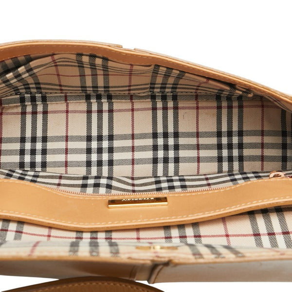 バーバリー ノバチェック ロゴ ワンショルダーバッグ ベージュ レザー レディース BURBERRY 【中古】