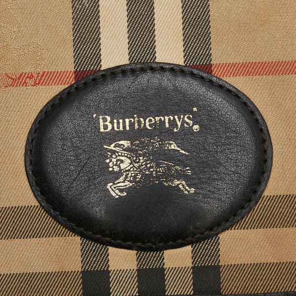 バーバリー ノバチェック シャドーホース ショルダーバッグ ベージュ ブラック レッド キャンバス レザー レディース BURBERRY 【中古】