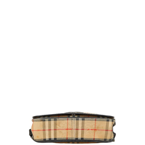 バーバリー ノバチェック シャドーホース ショルダーバッグ ベージュ ブラック レッド キャンバス レザー レディース BURBERRY 【中古】