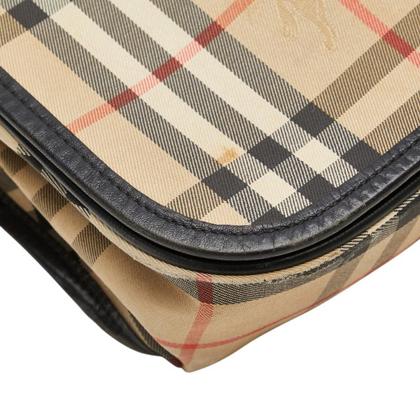 バーバリー ノバチェック シャドーホース ショルダーバッグ ベージュ ブラック レッド キャンバス レザー レディース BURBERRY 【中古】