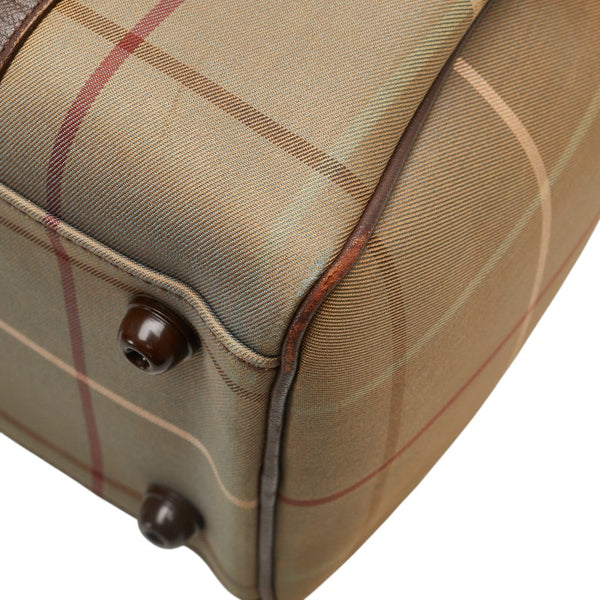 バーバリー チェック ハンドバッグ ミニボストンバッグ カーキ ブラウン キャンバス レザー レディース BURBERRY 【中古】