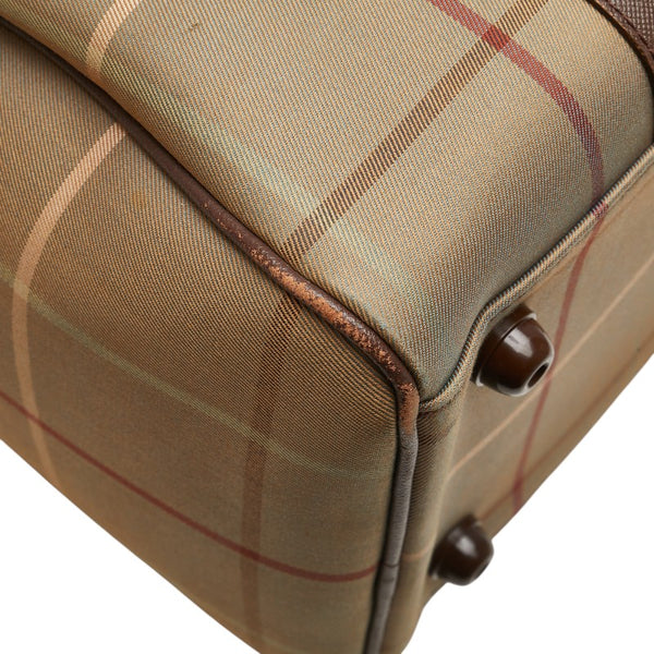 バーバリー チェック ハンドバッグ ミニボストンバッグ カーキ ブラウン キャンバス レザー レディース BURBERRY 【中古】