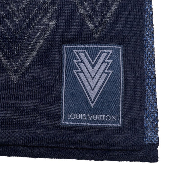 ルイ ヴィトン エシャルプ トリプルV マフラー M70031 ネイビー ブルー ウール レディース LOUIS VUITTON 【中古】