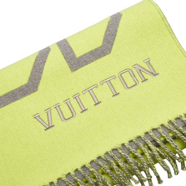 ルイ ヴィトン エシャルプ シティフルオ マフラー MP2154 イエロー グレー ウール カシミヤ レディース LOUIS VUITTON 【中古】