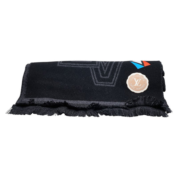 ルイ ヴィトン エシャルプ カレッジ LV リーグ マフラー M70621 ブラック マルチカラー ウール レディース LOUIS VUITTON 【中古】