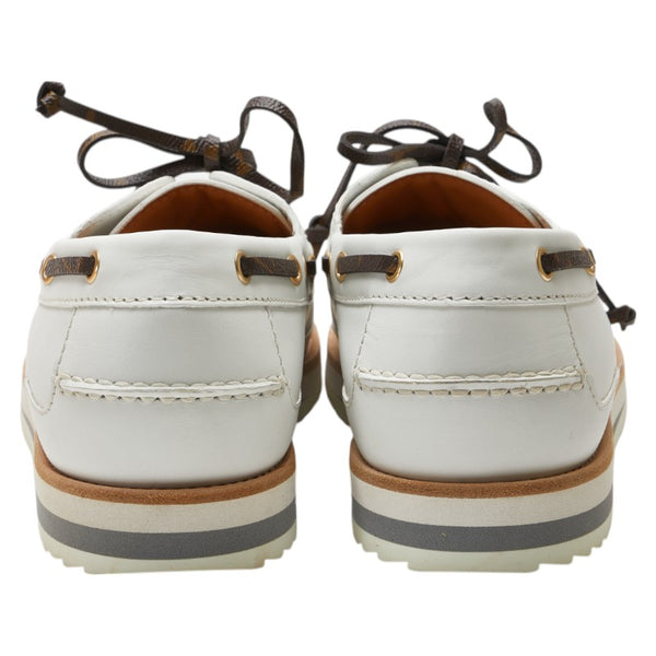 ルイ ヴィトン モノグラム デッキシューズ サイズ:7 1/2 ホワイト ブラウン レザー メンズ LOUIS VUITTON 【中古】