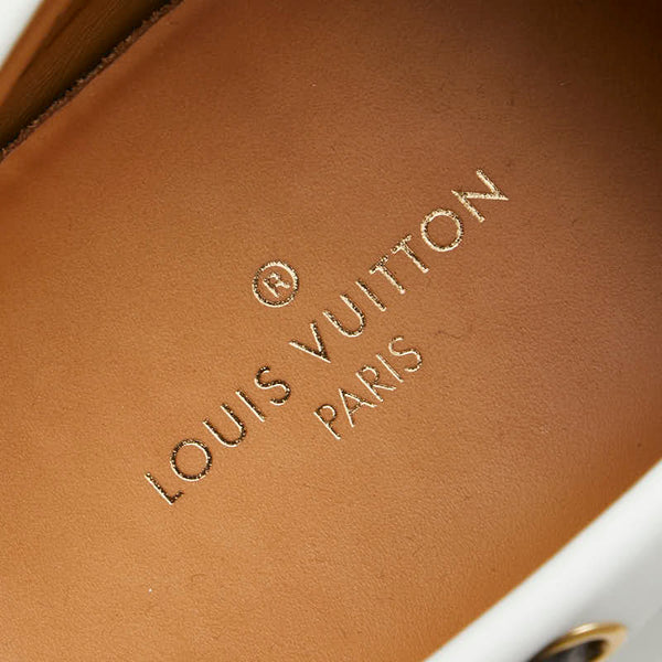 ルイ ヴィトン モノグラム デッキシューズ サイズ:7 1/2 ホワイト ブラウン レザー メンズ LOUIS VUITTON 【中古】