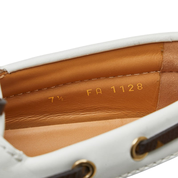 ルイ ヴィトン モノグラム デッキシューズ サイズ:7 1/2 ホワイト ブラウン レザー メンズ LOUIS VUITTON 【中古】
