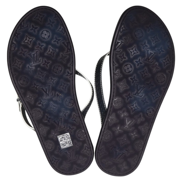 ルイ ヴィトン モノグラム ビーチサンダル サイズ：7 ネイビー ラバー レザー メンズ LOUIS VUITTON 【中古】