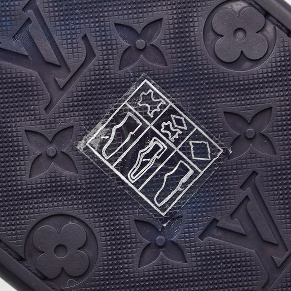 ルイ ヴィトン モノグラム ビーチサンダル サイズ：7 ネイビー ラバー レザー メンズ LOUIS VUITTON 【中古】
