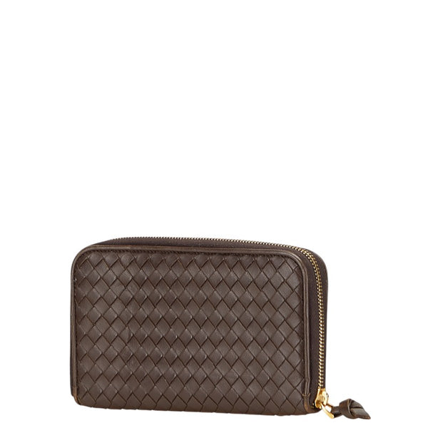 ボッテガヴェネタ イントレチャート 長財布 ラウンドファスナー ブラウン レザー メンズ BOTTEGAVENETA 【中古】