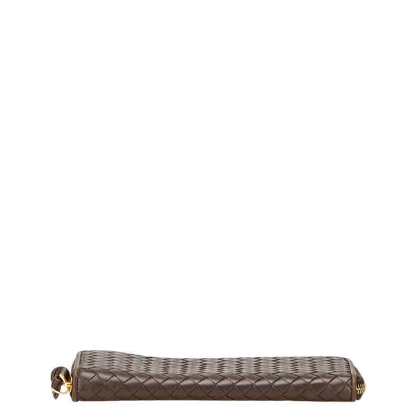ボッテガヴェネタ イントレチャート 長財布 ラウンドファスナー ブラウン レザー メンズ BOTTEGAVENETA 【中古】