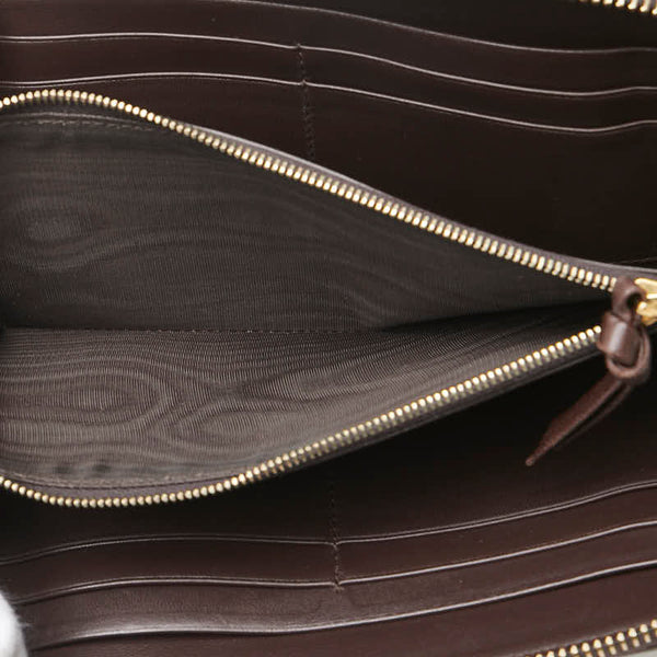 ボッテガヴェネタ イントレチャート 長財布 ラウンドファスナー ブラウン レザー メンズ BOTTEGAVENETA 【中古】