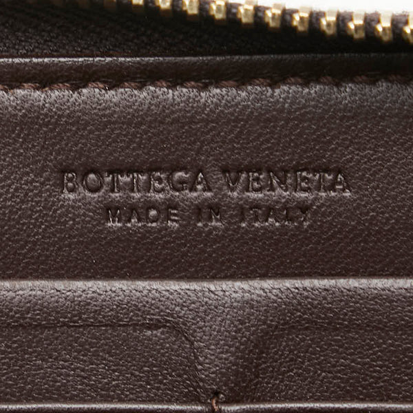 ボッテガヴェネタ イントレチャート 長財布 ラウンドファスナー ブラウン レザー メンズ BOTTEGAVENETA 【中古】