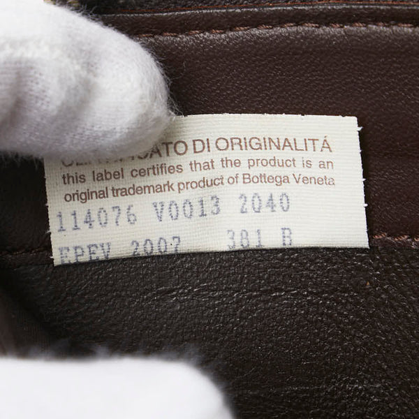 ボッテガヴェネタ イントレチャート 長財布 ラウンドファスナー ブラウン レザー メンズ BOTTEGAVENETA 【中古】