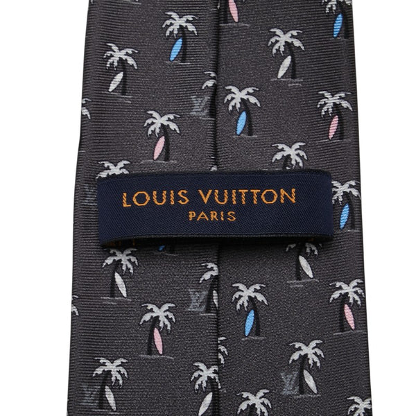ルイ ヴィトン クラヴァット LV パームツリーズ ネクタイ M71735 グレー マルチカラー シルク メンズ LOUIS VUITTON 【中古】