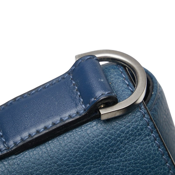 ブルガリ フラップ ハンドバッグ 38639 ダークブルー レザー レディース BVLGARI 【中古】