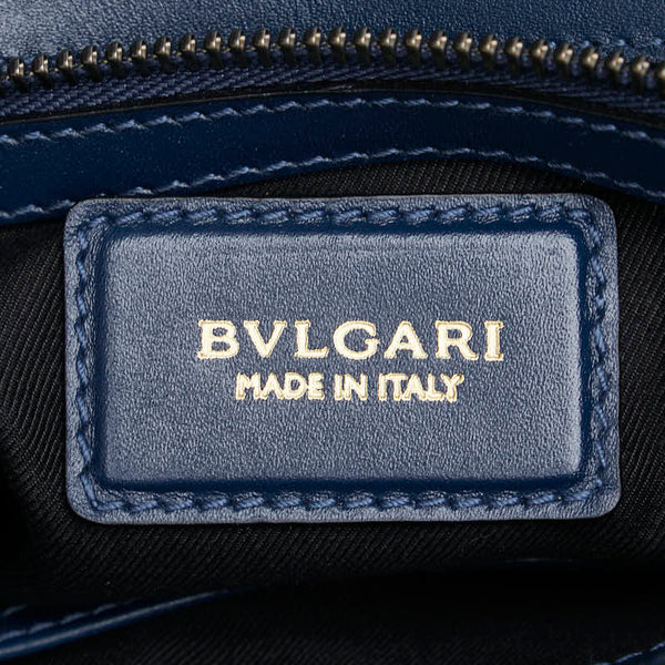 ブルガリ フラップ ハンドバッグ 38639 ダークブルー レザー レディース BVLGARI 【中古】