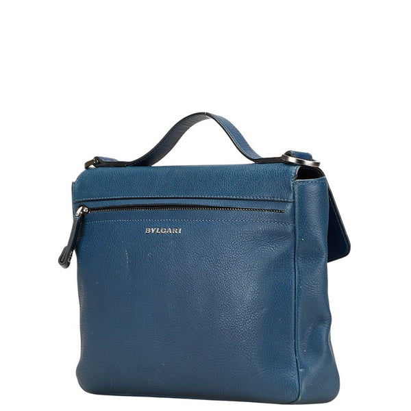 ブルガリ フラップ ハンドバッグ 38639 ダークブルー レザー レディース BVLGARI 【中古】