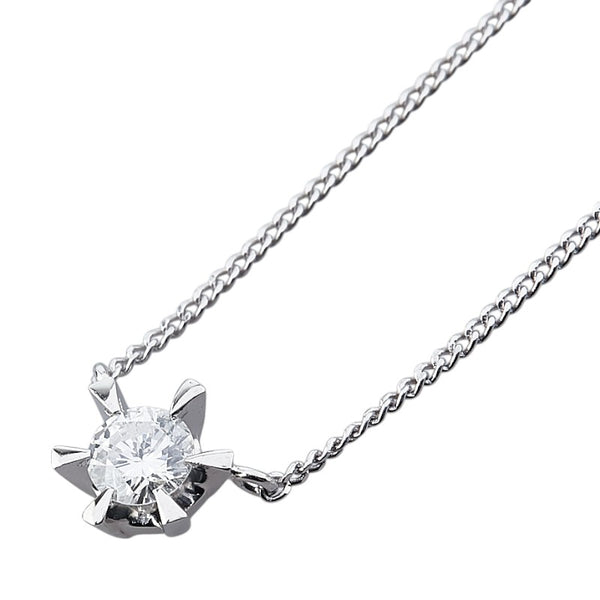 Pt900 プラチナ Pt850 プラチナ ダイヤ0.312ct プチ ネックレス レディース 【中古】