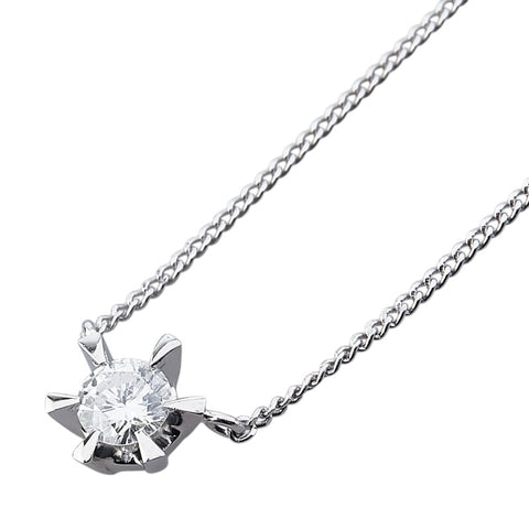 Pt900 プラチナ Pt850 プラチナ ダイヤ0.312ct プチ ネックレス レディース 【中古】