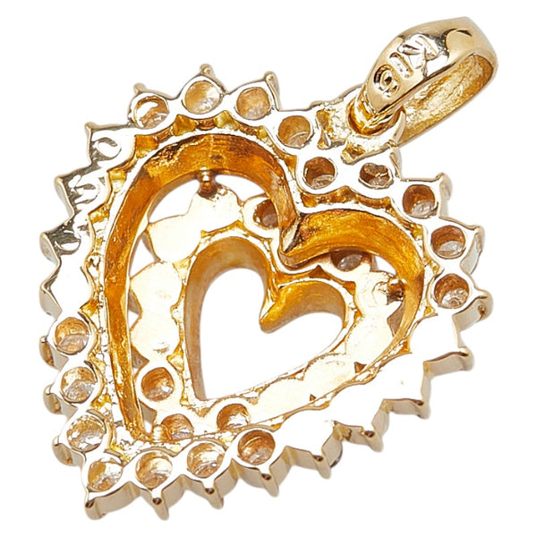 K18YG イエローゴールド ダイヤ0.50ct ハート モチーフ ペンダントトップ レディース 【中古】