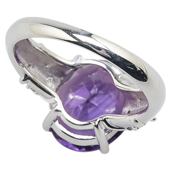K18WG ホワイトゴールド アメジスト3.70ct ダイヤ0.08ct リング 指輪 レディース 10.5号 【中古】