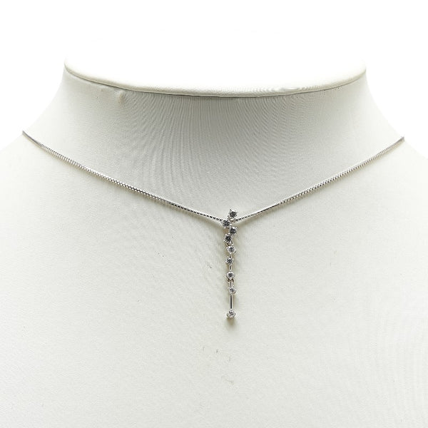 K18WG ホワイトゴールド ダイヤ0.36ct ペンダントネックレス レディース 【中古】
