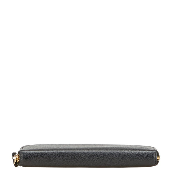 サンローラン YSLロゴ 長財布 ラウンドファスナー ブラック レザー レディース SAINT LAURENT 【中古】