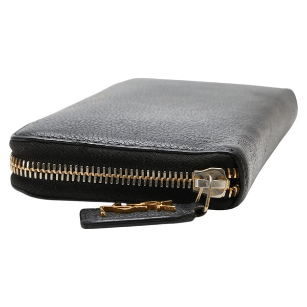 サンローラン YSLロゴ 長財布 ラウンドファスナー ブラック レザー レディース SAINT LAURENT 【中古】