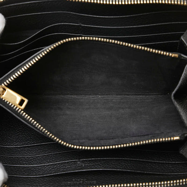 サンローラン YSLロゴ 長財布 ラウンドファスナー ブラック レザー レディース SAINT LAURENT 【中古】