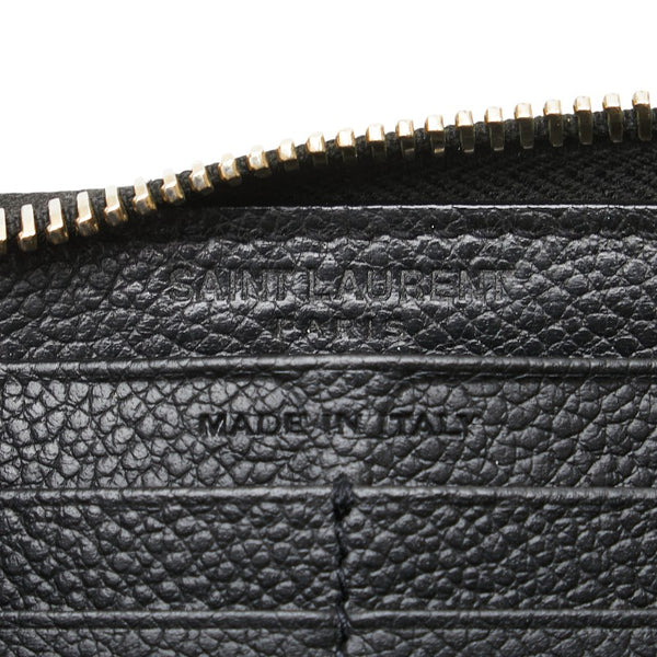 サンローラン YSLロゴ 長財布 ラウンドファスナー ブラック レザー レディース SAINT LAURENT 【中古】