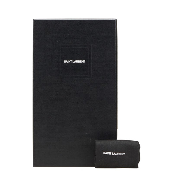 サンローラン YSLロゴ 長財布 ラウンドファスナー ブラック レザー レディース SAINT LAURENT 【中古】