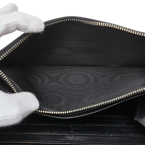 サンローラン クロコ型押し 長財布 ブラック レザー レディース SAINT LAURENT 【中古】