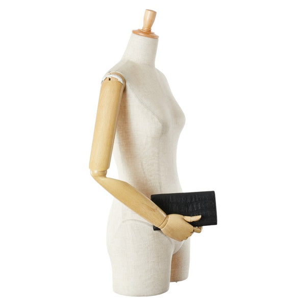 サンローラン クロコ型押し 長財布 ブラック レザー レディース SAINT LAURENT 【中古】