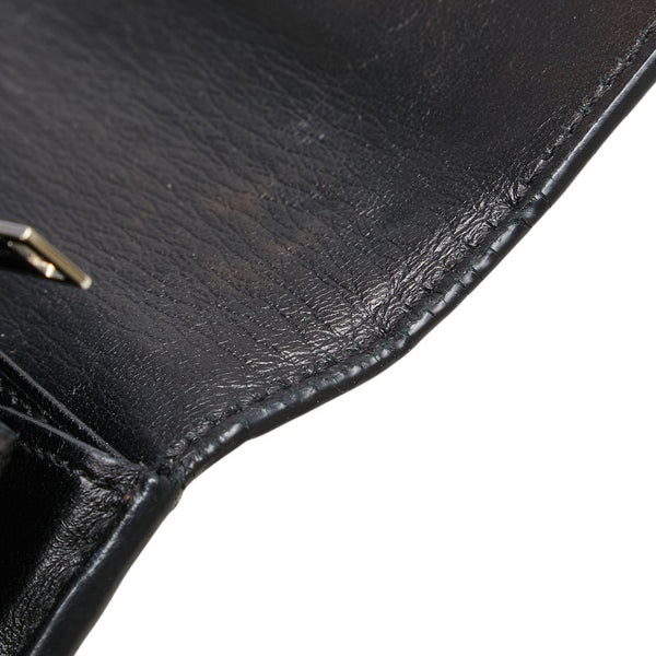 サンローラン クロコ型押し 長財布 ブラック レザー レディース SAINT LAURENT 【中古】
