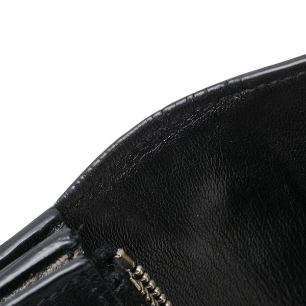 サンローラン クロコ型押し 長財布 ブラック レザー レディース SAINT LAURENT 【中古】