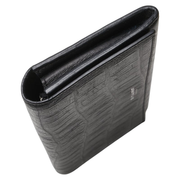 サンローラン クロコ型押し 長財布 ブラック レザー レディース SAINT LAURENT 【中古】