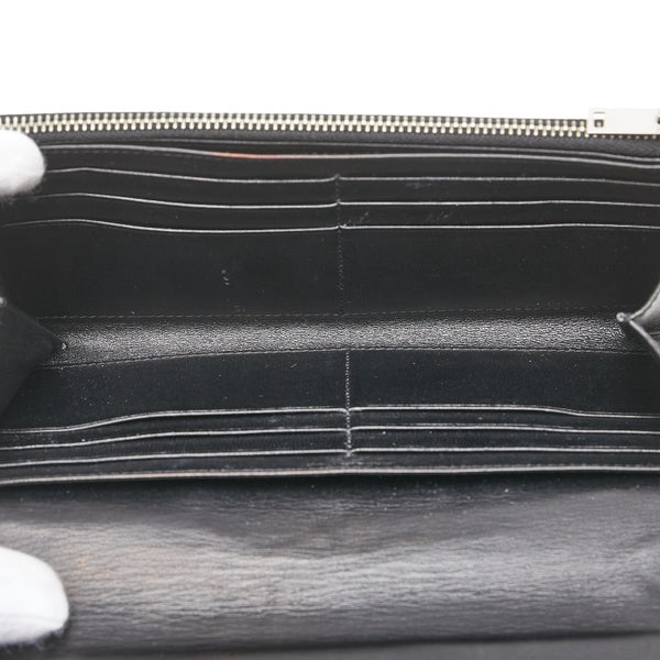 サンローラン クロコ型押し 長財布 ブラック レザー レディース SAINT LAURENT 【中古】