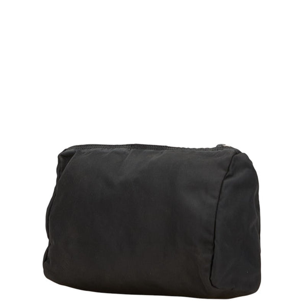 プラダ 三角ロゴプレート ポーチ ブラック ナイロン レディース PRADA 【中古】