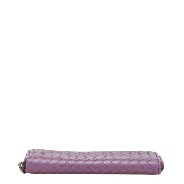 ボッテガヴェネタ イントレチャート 長財布 ラウンドファスナー パープル レザー レディース BOTTEGAVENETA 【中古】