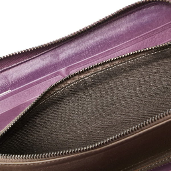 ボッテガヴェネタ イントレチャート 長財布 ラウンドファスナー パープル レザー レディース BOTTEGAVENETA 【中古】