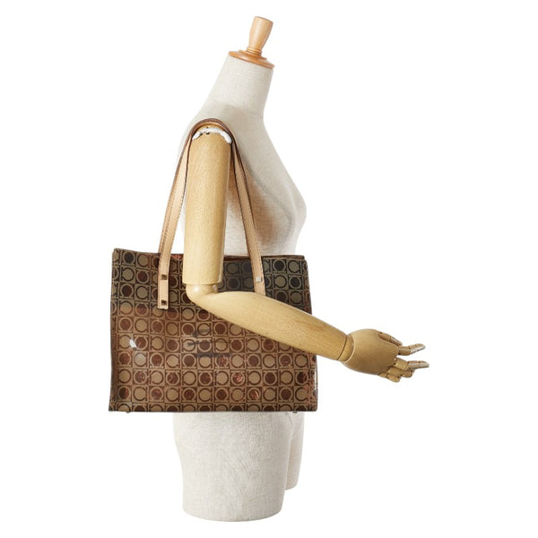 サルヴァトーレフェラガモ ガンチーニ トートバッグ ハンドバッグ ブラウン ビニール レザー レディース Salvatore Ferragamo 【中古】