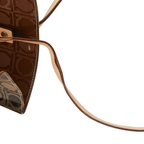 サルヴァトーレフェラガモ ガンチーニ トートバッグ ハンドバッグ ブラウン ビニール レザー レディース Salvatore Ferragamo 【中古】