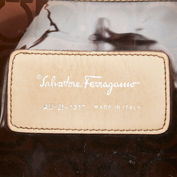 サルヴァトーレフェラガモ ガンチーニ トートバッグ ハンドバッグ ブラウン ビニール レザー レディース Salvatore Ferragamo 【中古】